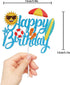LINGBOOM Summer Beach Happy Birthday Cake Topper - Blue Glitter - 10.7*15 cm/4.2*5.9 inches - Multicolored - Birthday Occasion...