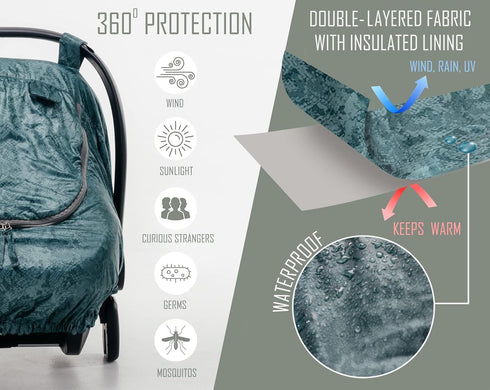 Universal Fit Car Seat Covers for Babies by SA ACCESSORIES – Waterproof Infant and Baby Car Seat Cover with Storage Bag - Carseat Canopy for Boys ...