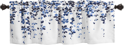 Lush Decor Weeping Flowers Navy and Blue Valance Curtain for Windows, 18" x 52", Navy & Blue...