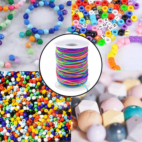 Elastic String for Bracelets, 1mm x 330 Feet Sturdy Rainbow Elastic Cord for Jewelry Making, Necklaces, Beading and Crafts...