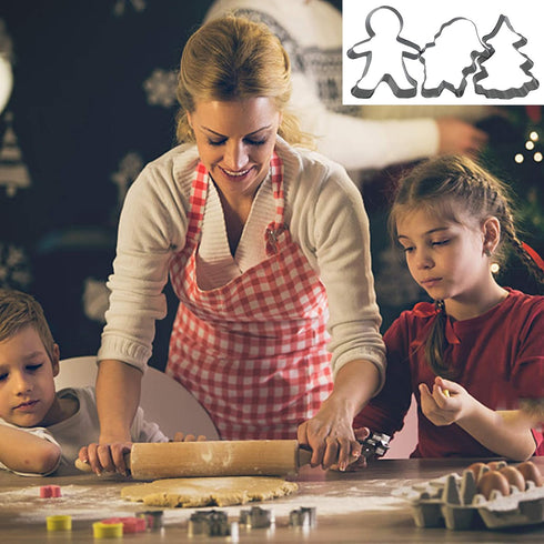 Christmas Cookie Cutters Set,3pcs Metal Cookie Cutters Metal Stainless Steel Biscuit Shape Mold for Baking Gingerbread Man Santa Claus and Christm...