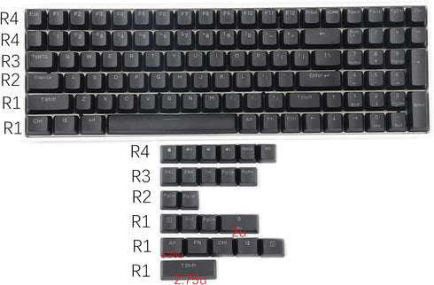 YMDK Double Shot 108 Dyed PBT Shine Through OEM Profile Keycap Rainbow Carbon Sunset Backlit Keycaps for MX Switches Mechanical Keyboard?Only Keyc...