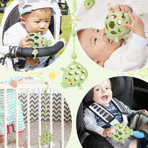 Baby Teething Toys with A Toy Safety Strap for Babies 0-6 6-12 Months, Food Grade Silicone Baby Hand Teething Mitten, Easy-Grab Hollow Design and ...