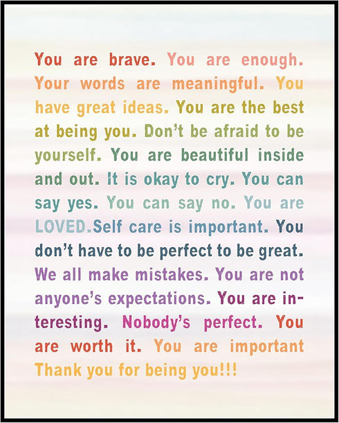 Posterizer 1 pcs-Thank You For Being You-You Are Enough-Motivational & Inspirational Art- Decor for Home & Office- unframed wall art...