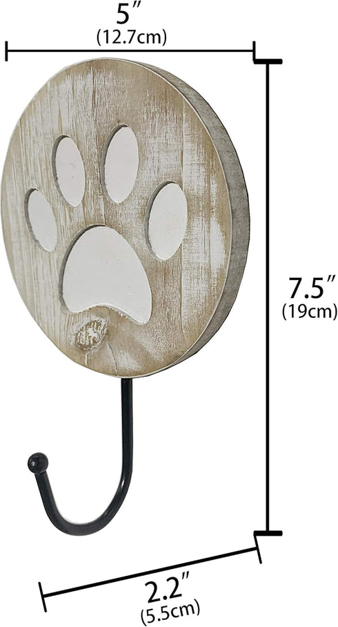 Vintage Style Dog Paw Wall Mounted Dog Leash Hooks Rustic Farmhouse Leash Holder Hook for Dog Leash on Wall...