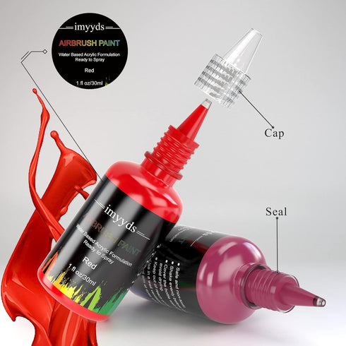 imyyds Airbrush Paint, 6 Color Acrylic Airbrush Paint Set, Water Based Read-to-Spray Air Brush Painting Set, Airbrush Spray Paint Kit for Papers, ...