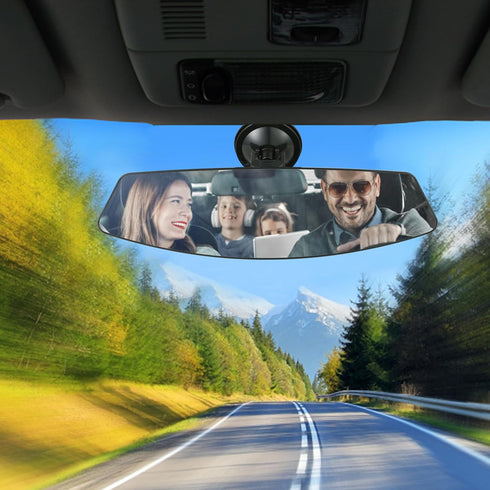 12.6" Large Trapezoidal Convex Rear View Mirror, Suction Cup Anti-Glare Rearview Mirror White Mirror with Panoramic Wide Angle Mounted on Windshie...
