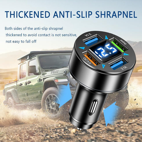 Car Charger,4 Ports Super Fast Car Charger Adapter with Voltmeter,QC3.0/Super Port Cigarette Lighter USB Charger Compatible with Samsung Galaxy S2...