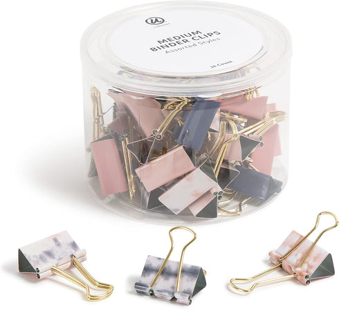 U Brands Fashion Binder Clips, Soft Dye with Gold Prongs, Office Organization Supplies, 32mm, 36 Count...