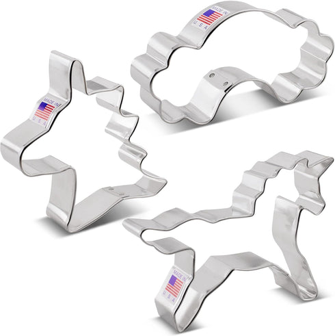 Unicorn Cookie Cutters 3-Pc. Set Made in USA by Ann Clark, Unicorns and Rainbow...