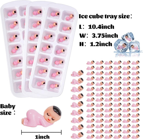 My Water Broke Baby Shower Game with 100 Mini Plastic Babies, 3 Ice Cube Trays, for Party Decorations Baby Shower Games (Pink)...