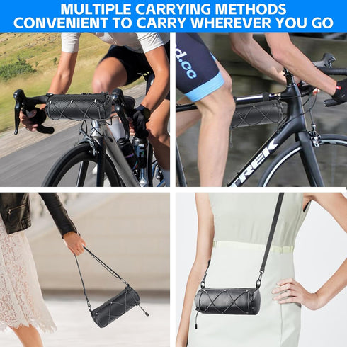 Waterproof Bike Handlebar Bag - 2L Front Frame Roll Pouch with Shoulder Strap, Road Mountain Bicycle Professional Cycling Travel Accessories, Mult...