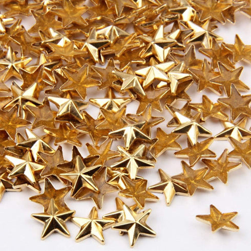 Beadsland Hotfix Iron On, Flat Back Stars Studs - 1/4" Flatback Glue on Studs 300pcs (Gold, 10x10mm)...