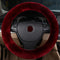 Fluffy Wool Car Steering Wheel Cover Genuine Sheepskin Steering Wheels Interior Accessories for Women Anti-Slip Universal for 15 inch (Wine red)...
