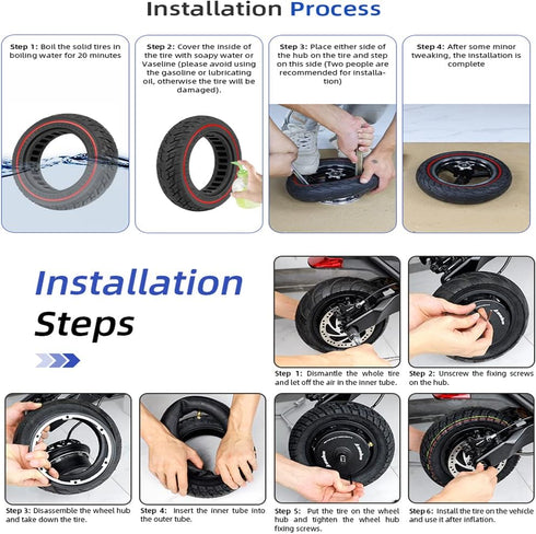 Electric Scooter Tire,10 * 2.125inch Replacement Scooter Tire Inner Outer Tyre Set for Segway F20 F25 F30 F40 Electric Scooters (Inner tyre)...
