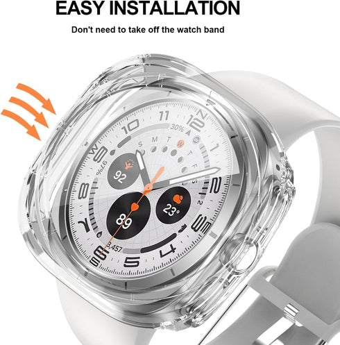 Cuteey 2+2 Pack for Samsung Galaxy Watch 7 Ultra Screen Protector Case 47mm, Hard PC Bumper Cover with Anti-Fog Tempered Glass Screen Protector fo...