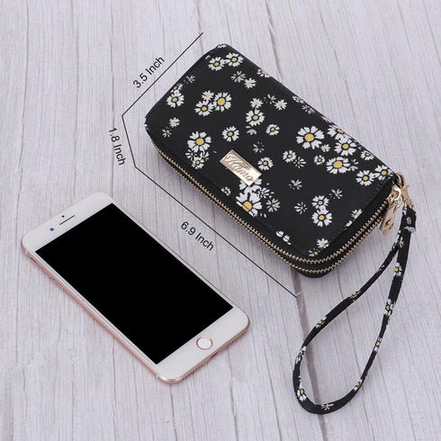 Kamo Womens Wallet Zip Around Phone Wallet Wristlet Travel Long Purse for Women Lady 6.9×3.5?Double Zipper?...