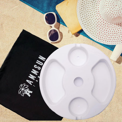 AMMSUN 13" Beach Umbrella Table Tray for Beach, Patio, Garden, Swimming Pool with Cup Holders, Snack Compartments White...