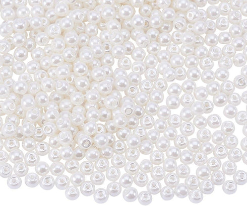PandaHall Elite 3mm About 2000 Pcs Tiny Satin Luster Dyed Glass Pearl Round Loose Beads Assorted Lot for Jewelry Making Beige...