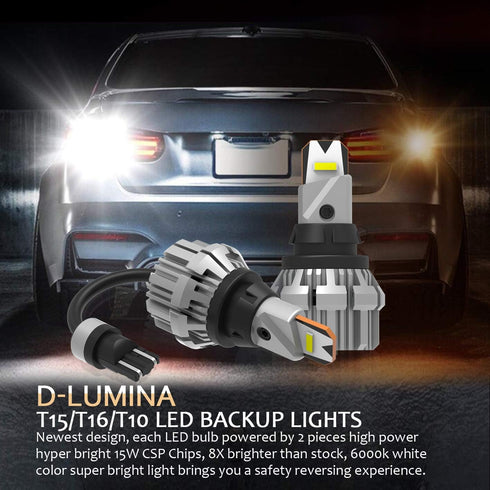 D-Lumina 912 921 LED Bulbs for Backup Reverse Light, 5600 Lumens 21W 2-SMD CSP Chips T15 906 W16W LED Bulb For Car Truck Reverse Back Up Light, Ca...
