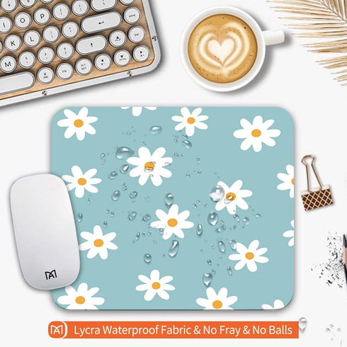 Square Mouse Pad Little Daisy,Personalized Premium-Textured Custom Mouse Mat Design,Washable Mousepad Lycra Cloth,Non-Slip Rubber Base Computer Mo...