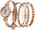 CdyBox Women Crystal Watch with 3 Bracelets Set Quartz Wrist Watches Bangle Jewelry 4pcs/Set for Ladies (Rose gold white)...