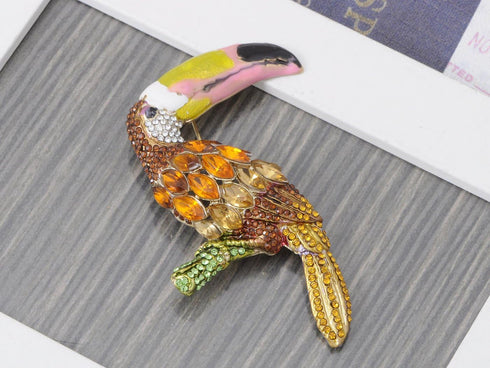 Alilang Hand Painted Beak Amazon Toucan Bird Crystal Rhinestone Pin Brooch...