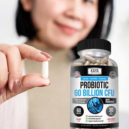 Kaya Naturals Probiotic 60 Billion CFU | Probiotics for Women, Probiotics for Men and Adults, Natural | Gut Health & Immune Support Supplement | P...