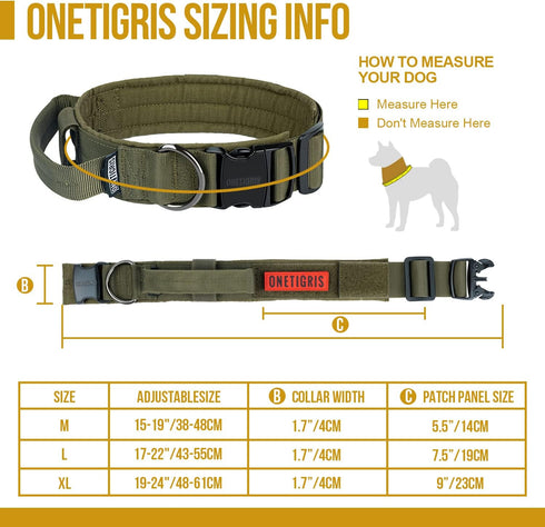 Tough Dog Collars, Tactical Dog Collar with Handle, Milltary Adjustable Dog Collar with Heavy Duty Metal Buckle for Training (Large(Pack of 1), Gr...