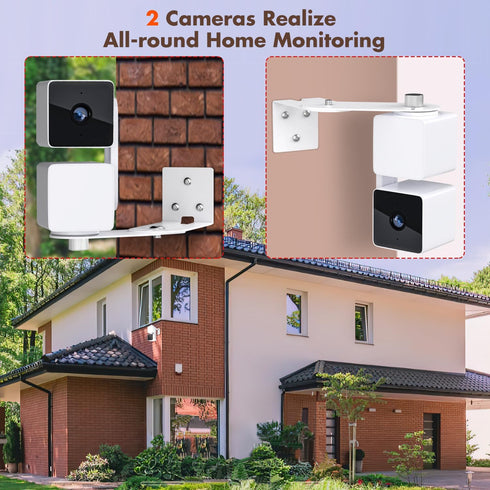 2Pack Metal Corner Wall Mount Bracket for Wyze Cam Pan V3/V2, Wyze Cam V4/V3/V2, Max Cover Both Sides of The House 300 Degrees Reduce Blind Spots,...