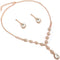 Wedding Jewelry Set Rose Gold Plating Dangle Necklace Earrings Set...
