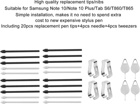 4 Set Replacement Stylus Pen Nibs for Samsung, Touch s Pens Tips Replacement Writing Pen Nibs Parts for Samsung Note 10/Note 10 Plus/Tab S6/T860/T...