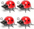 Metal Garden Decor for Outside Cute Ladybugs Yard Art Lawn Ornaments Wall Sculptures & Statues Outdoor Fence Decorations for Patio - Set of 4...