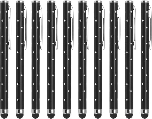 MECCANIXITY 10pcs Glitter Rhinestone Stylus Pens for Touch Screens Universal Metal Capacitive Pen for Phone All Capacitive Touch Screen Device, Bl...