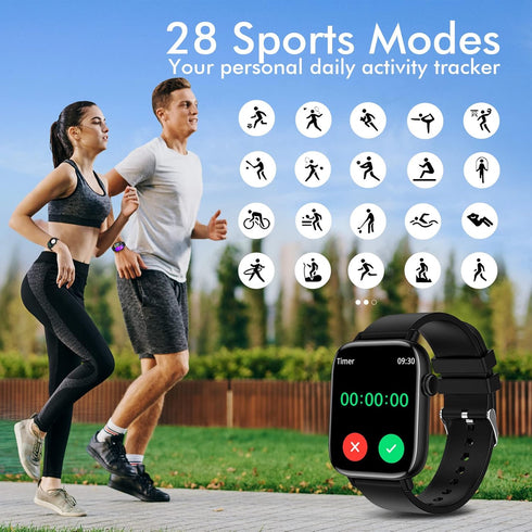 Smart Watch for Android iPhone, 1.9" Fitness Tracker with (Answer/Make Calls) IP 67 Waterproof Sport Digital Watches, Blood Pressure Heart Rate Mo...