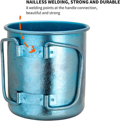 TiTo Titanium Cup Titanium Pot with Lid Ultralight Portable 300ml Foldable Handle Camping Tea Coffee Water Mug for Outdoor Backpacking Hiking Picn...