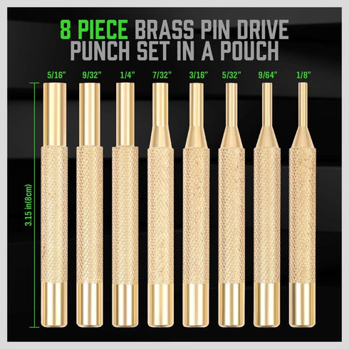 SWANLAKE 8-Piece Brass Punch Set, Removing Repair Tool1/8" - 5/16" Brass Pin Drive Punch Set...