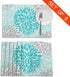 Turquoise Blue and Gray Placemats Set of 6, Washable Table Place Mats for Kitchen Dining Home 12 X 18 Inch...