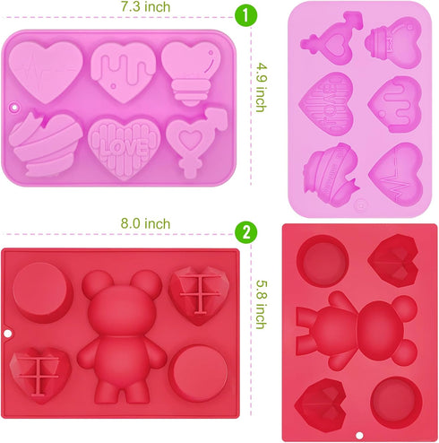 4PCS Heart Shape Silicone Molds Valentine's Day Silicone Molds Non-Stick Baking Molds Valentines Day Mold for Valentine's Day Wedding Party Suppli...