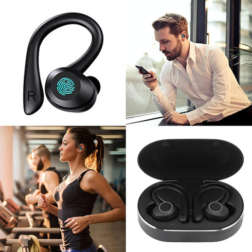 Earbuds, Q23 PRO Bluetooth 5.1 Sport Waterproof Earphones with Charging Case, Stereo Noise Cancelling Earhooks Headset Bulit in Mic, for Sports Tr...