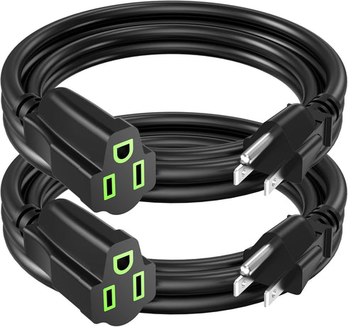 Power Extension Cord 3FT/36Inch(2 Pack), Short 3 Prong Electric Extension Cable Outlet Saver, Single Outlet, Heavy Duty, Waterproof, Flexible, 16 ...