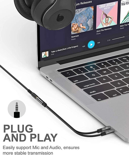 KINGTOP Headphone Splitter, 3.5mm Headset Splitter, Headphone Mic Splitter Cable for Headset to Older Laptops/PCs...