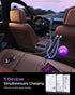 5-in-1 Car USB Charger Multi Port, 12V Car Phone Charger Adapter for Multiple Devices, Car Cigarette Lighter USB Charger with 5FT Extension Cable ...