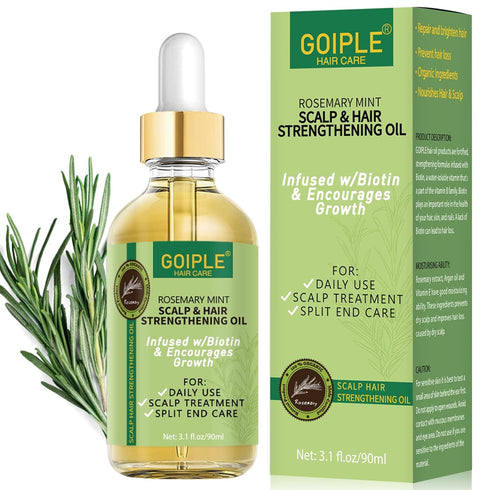 Organic Rosemary Oil For Hair Growth 3.1 FL OZ, Pure Natural Scalp Hair Growth Oil With Essential Oils, Rosemary Hair Oil Nourishing Treatment For...