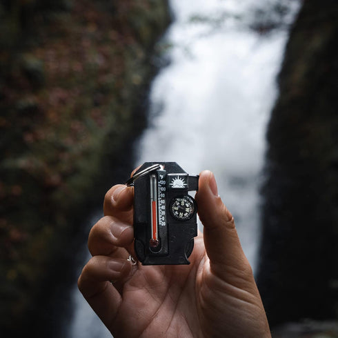 Sun Company Outsider - 4-in-1 Survival Multi-Tool | Compass, Thermometer, Whistle, and Fire Starter in a Compact Zipper Pull | EDC Outdoor Firesta...
