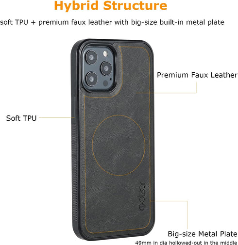 molzar GripBig Series for iPhone 12 Pro Max Case, Built-in Metal Plate for Magnetic Mount, Works with Qi-Certified Chargers, Compatible with iPhon...