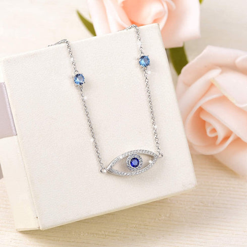 Evil Eye Anklet, Sterling Silver Adjustable Blue Anklet for Women,Cubic Zirconia Evil Eye Jewelry Gifts for Women(Anklet 8.5inches)...