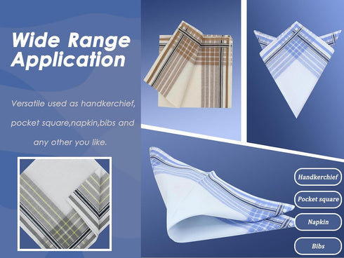 Mantieqingway Handkerchiefs for Men/Women, Cotton Handkerchiefs Pocket Squares Hankies for Daily Wedding Party Banquet, 3 PCS...