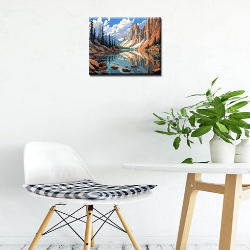 Nature Landscape paint by numbers for adults canvas paint by numbers from photo,Beginner with Brushes & Acrylic Pigment-Tranquil Mountain(without ...