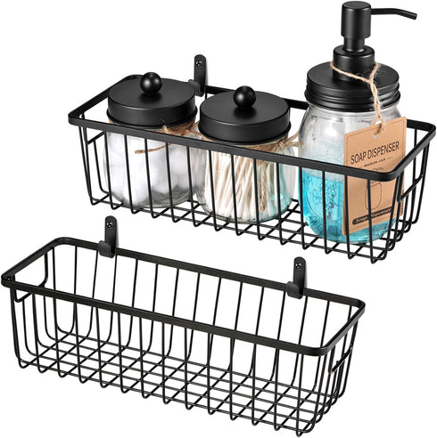 SheeChung Farmhouse Decor Metal Wire Bathroom Storage Organizer Basket Bins - for Cabinets, Shelves, Closets, Vanity Countertops, Under Sinks, Pan...